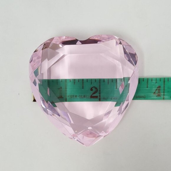 Rosenthal Pink Crystal Art Glass Heart Paperweight Signed - Picture 4 of 4